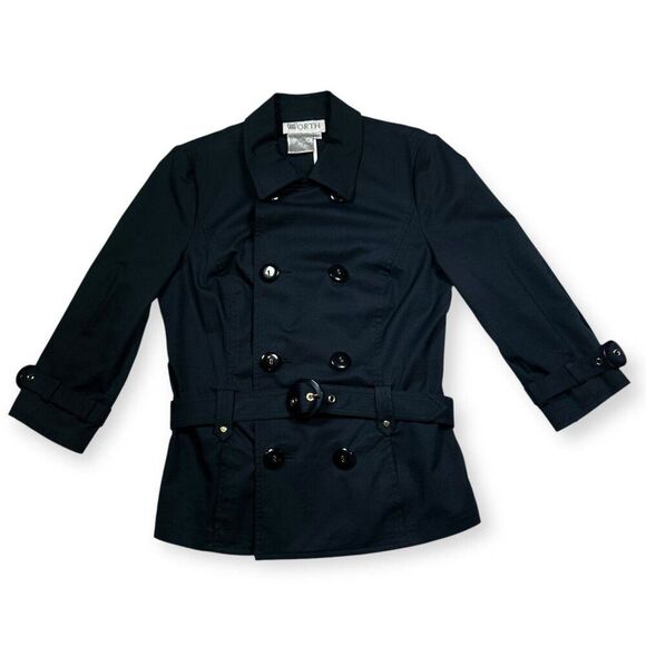 Worth Jackets & Blazers - Worth Double Breasted Trench Jacket Size 0 and Matching Shorts size 4 Dark Blue